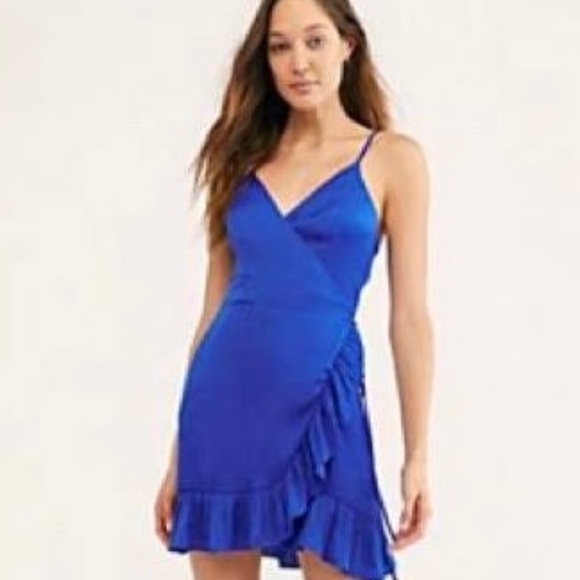 Free People Dresses & Skirts - Free people all my love shine wrap slip blue Size M